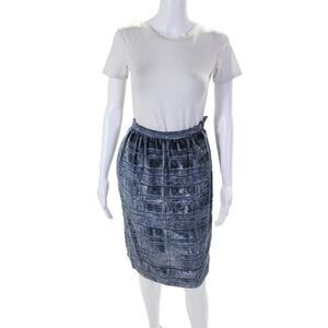 Martha Womens Geometric Glitter Soft Textured Zipped Pocketed Skirt Blue Size M